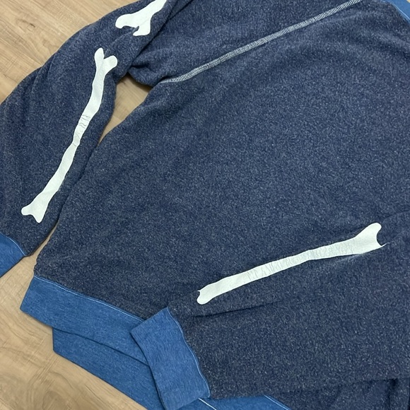 Wildfox Navy Blue Inside Out Skelton Skull Soft Fleece Retro Jumper Sweater - Picture 8 of 10